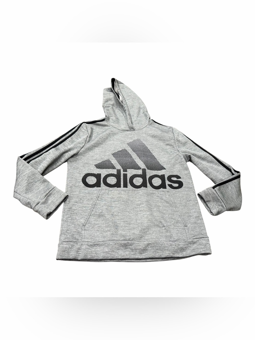 Adidas Boys Gray/Black Pullover Hoodie Sweatshirt, Size XL 18-20